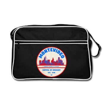 Montevideo Uruguay Skyline Emblem Design - Retro Tasche - Schwarz/Weiß - Vorne