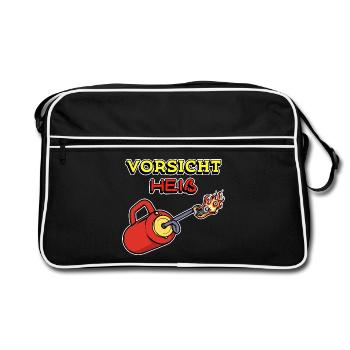 Feuerwehr Feuer Statement Brennen Brandschutz - Retro Tasche - Schwarz/Weiß - Vorne