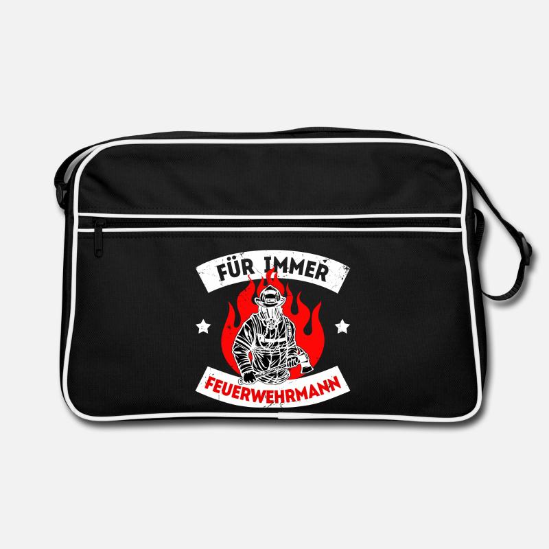 Feuerwehrmann Statement Lebensretter Feuerwehr - Retro Tasche - Schwarz/Weiß