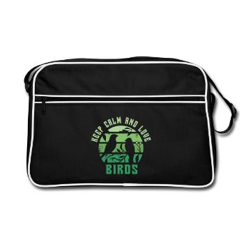 Keep calm and love birds - Retro Bag - black/white - Front