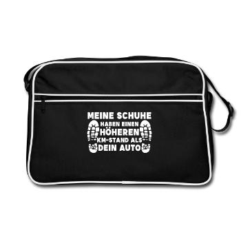 Wanderer Cooler Spruch Bergsteigen Wandern Touren - Retro Tasche - Schwarz/Weiß - Vorne