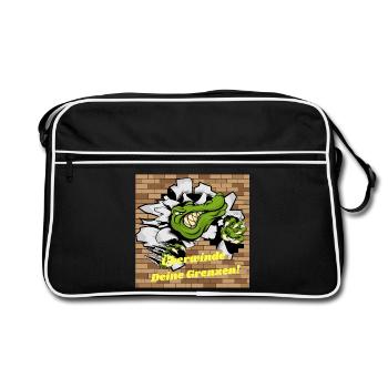 Alligator no Wall no Limit Overcome your limits - Retro Bag - black/white - Front