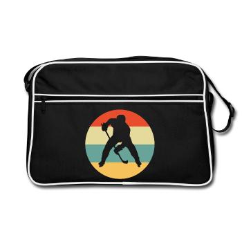 Hockey, Eishockey, Eishockey - Retro Tasche - Schwarz/Weiß - Vorne