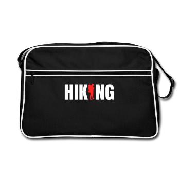 Wanderer Spruch Naturerlebnis Wanderung Wandern - Retro Tasche - Schwarz/Weiß - Vorne
