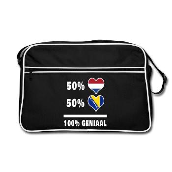 Bosnia and the Netherlands 100% Genius Flag - Retro Bag - black/white - Front