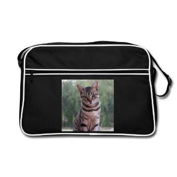 Cat Kitten Poster Square Cat Poster - Retro Bag - black/white - Front