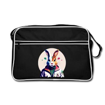 Bunny, Easter Bunny - Retro Bag - black/white - Front