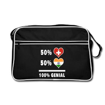 India and Switzerland 100% Awesome Flag - Retro Bag - black/white - Front