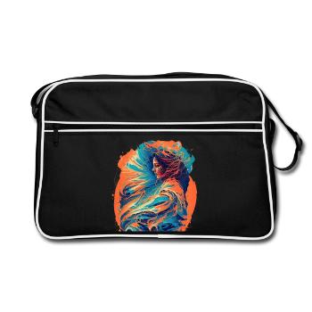 Woman with Waves of Fire and Water - Retro Bag - black/white - Front