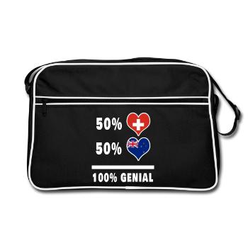 Nouvelle-Zélande et Suisse 100% Awesome Flag - Sac Retro - noir/blanc - Devant