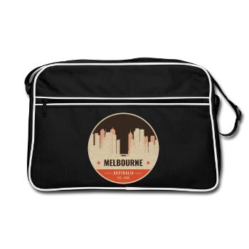 Melbourne Skyline Vintage Badge - Retro Bag - black/white - Front