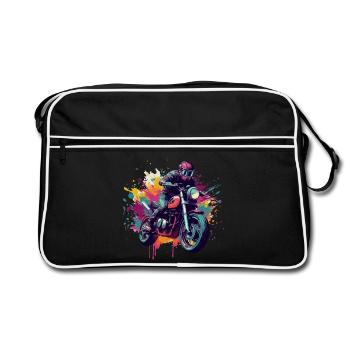 Motorcycle with color spot. - Retro Bag - black/white - Front