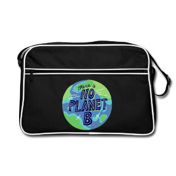 no planet B, mère nature, planète terre - Sac Retro - noir/blanc - Devant