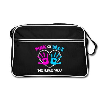 Déclaration des parents enceintes Bébé Bonheur Cœur de famille - Sac Retro - noir/blanc - Devant