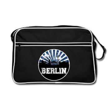 Berlin Skyline Blue Hour - Retro Bag - black/white - Front
