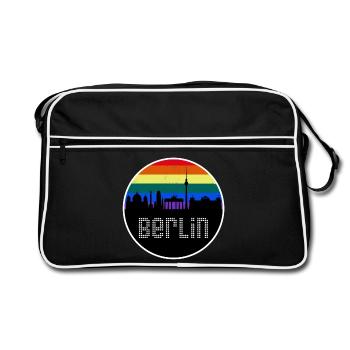 Berlin Skyline Rainbow - Retro Bag - black/white - Front