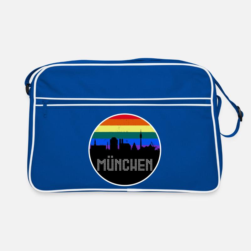 München Skyline Regenbogen Retro Tasche