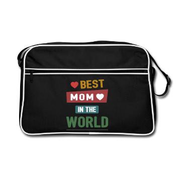 Beste Mutter der Welt - Retro Tasche - Schwarz/Weiß - Vorne