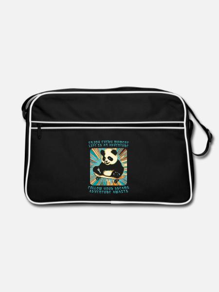 L’aventure de Panda sur roues - Sac Retro - noir/blanc - Devant