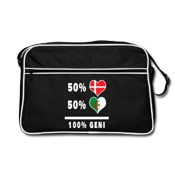 Algeria and Denmark 100% genius flag - Retro Bag - black/white - Front