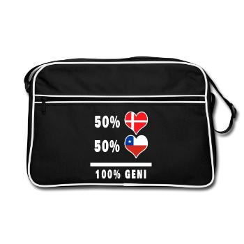 Chile und Dänemark 100% geniale Flagge - Retro Tasche - Schwarz/Weiß - Vorne