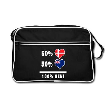 Drapeau 100% génie de la Nouvelle-Zélande et du Danemark - Sac Retro - noir/blanc - Devant