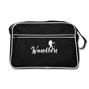 Wandern Berggipfel Spruch Naturliebhaber Wanderer - Retro Tasche - Schwarz/Weiß - Vorne