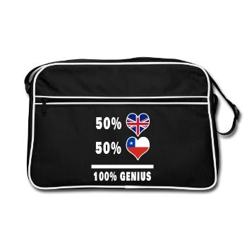 Chile und Großbritannien 100% Genius Flagge - Retro Tasche - Schwarz/Weiß - Vorne