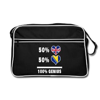 Bosnia and Great Britain 100% Genius Flag - Retro Bag - black/white - Front