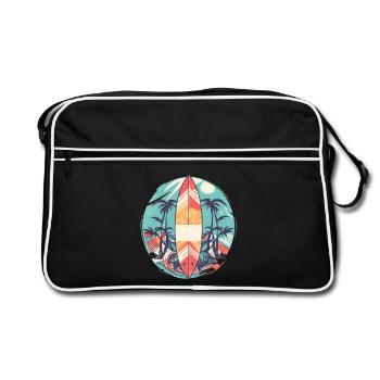 Surfbrett - Retro Tasche - Schwarz/Weiß - Vorne