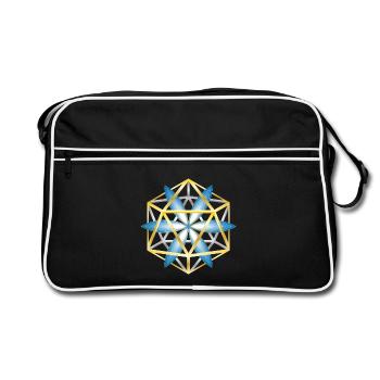 Geometric Mandala Design Blue Gold - Retro Bag - black/white - Front
