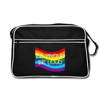Stolz Laut Pride Flag Design - Retro Tasche - Schwarz/Weiß - Vorne