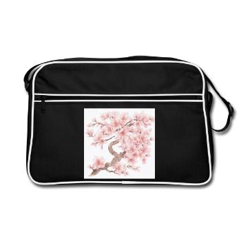 Japanese cherry tree blossoms - Retro Bag - black/white - Front