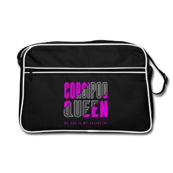 Corgipoo Queen - Retro Bag - black/white - Front