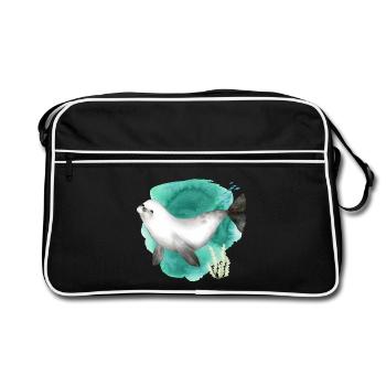 Watercolor Cute Seal in the Ocean - Retro Bag - black/white - Front