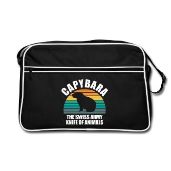 Motif animalier du zoo de Capybara - Sac Retro - noir/blanc - Devant