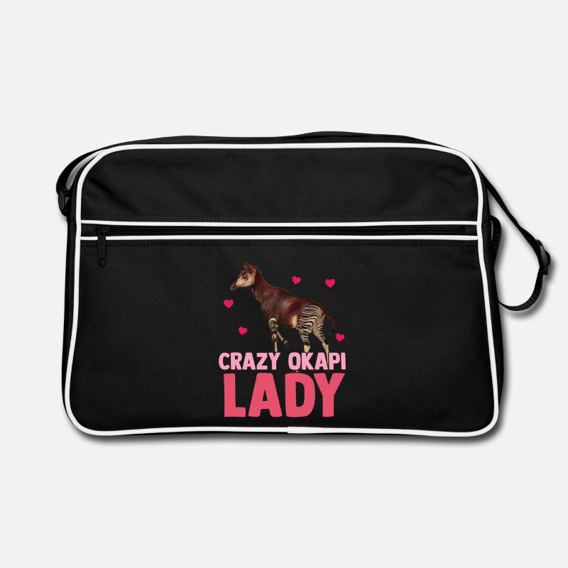 Im Herzen des Waldes Okapi - Retro Tasche - Schwarz/Weiß