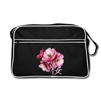 Cherry Blossom - Retro Tasche - Schwarz/Weiß - Vorne