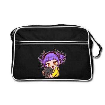 Zeichentrick Anime Comic Manga Animation Mädchen - Retro Tasche - Schwarz/Weiß - Vorne