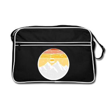 Télécabine Montagnes Ski Vacances Téléphérique Ascenseur Love - Sac Retro - noir/blanc - Devant