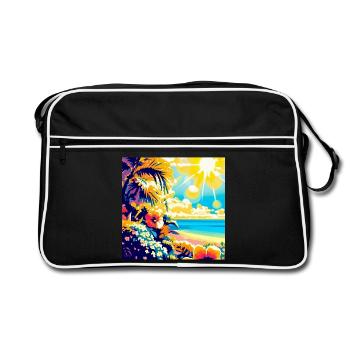 Tropical retro beach and sunshine - Retro Bag - black/white - Front