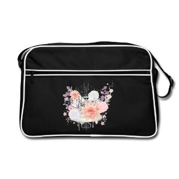 Composition of water lilies and hydrangea flowers - Retro Bag - black/white - Front