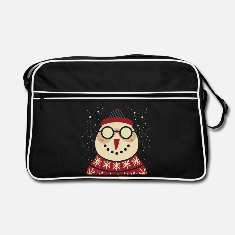 Winter Eulenpullover mit Brille Retro Tasche