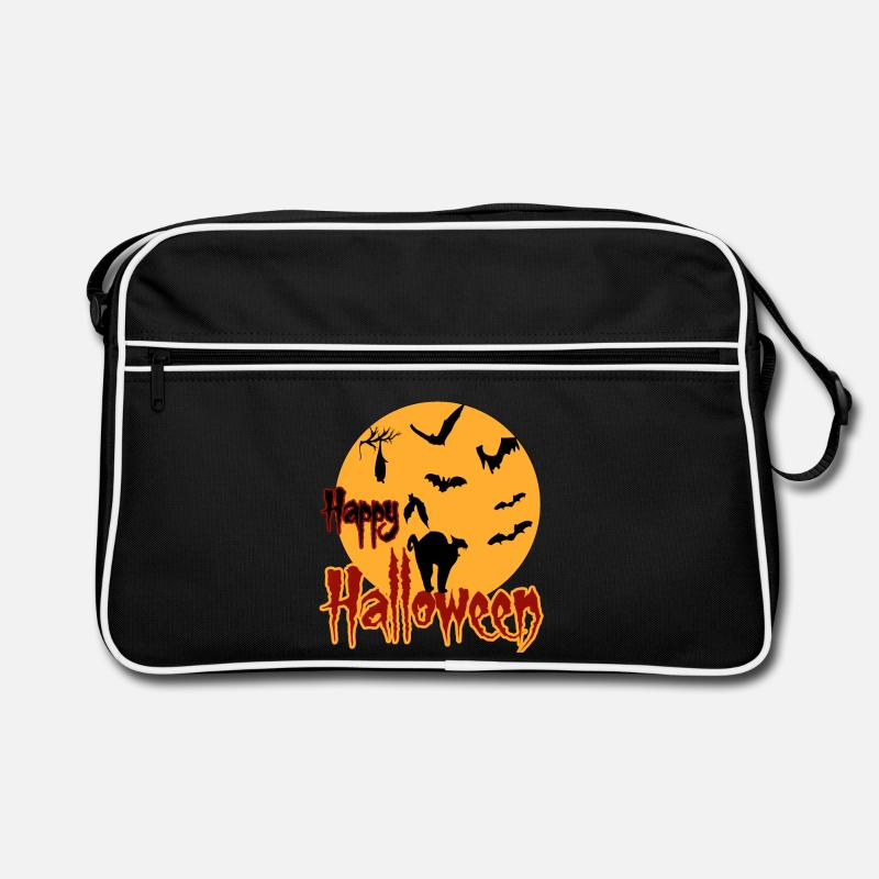 Joyeux chat de lune d’Halloween Sac Retro