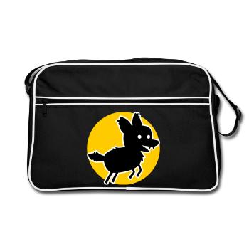 Loup – Motif de la nature sauvage et déclaration sur le bien-être animal - Sac Retro - noir/blanc - Devant