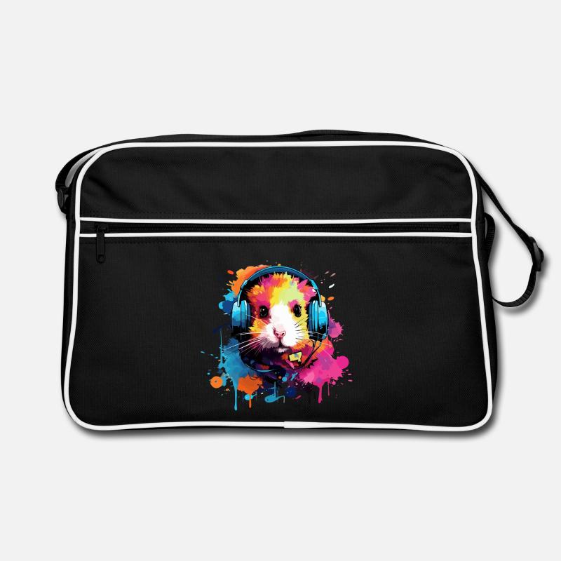 Hamster avec écouteurs Hamster doré Hamster nain Sac Retro