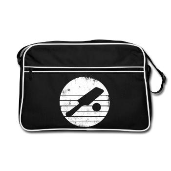 Cricket bat and ball drawing - Retro Bag - black/white - Front