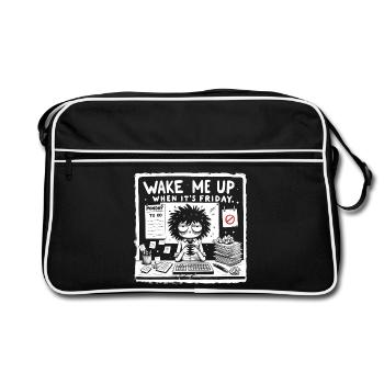 Réveille-moi quand c’est vendredi - Sac Retro - noir/blanc - Devant