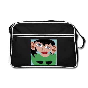 Femme aux cheveux noirs - Sac Retro - noir/blanc - Devant