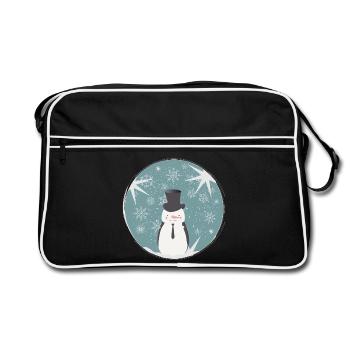 beau bonhomme de neige et étoiles pour Noël - Sac Retro - noir/blanc - Devant